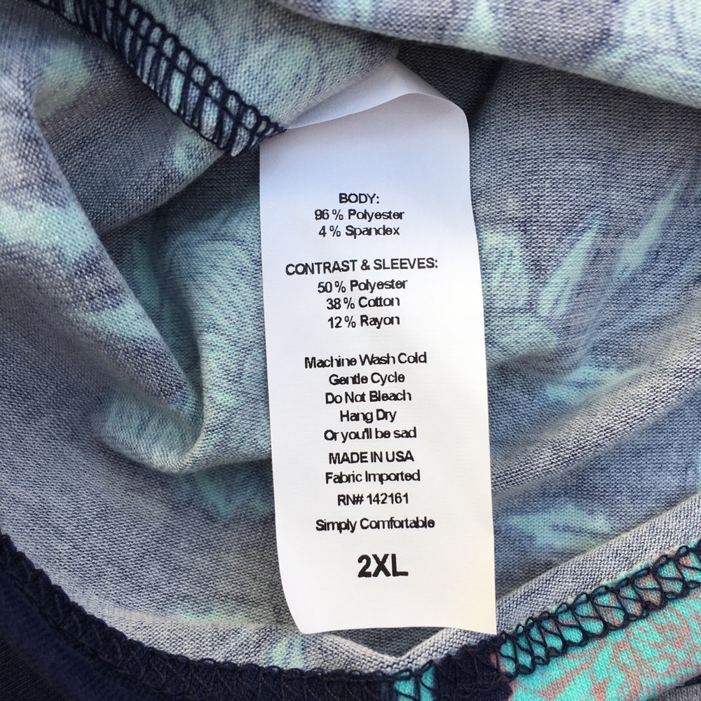 Navy LuLaRoe Randy with dahlias, 2XL - Picture 5 of 6
